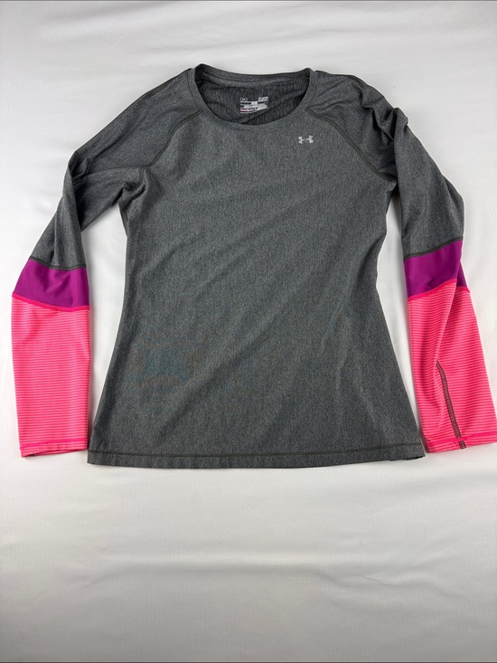 Under Armour Tops - Under Armour HeatGear Athletic Top Gray Pink Long Sleeve Women's Size Small